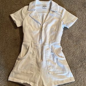 Show Me Your Mumu Outlaw Denim Romper White S